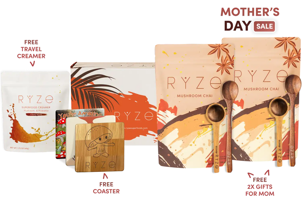 Promotional image of RYZé products with 'Mother's Day Sale' text on a white background.